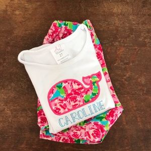 Embroidered whale toddler outfit. Size 2T